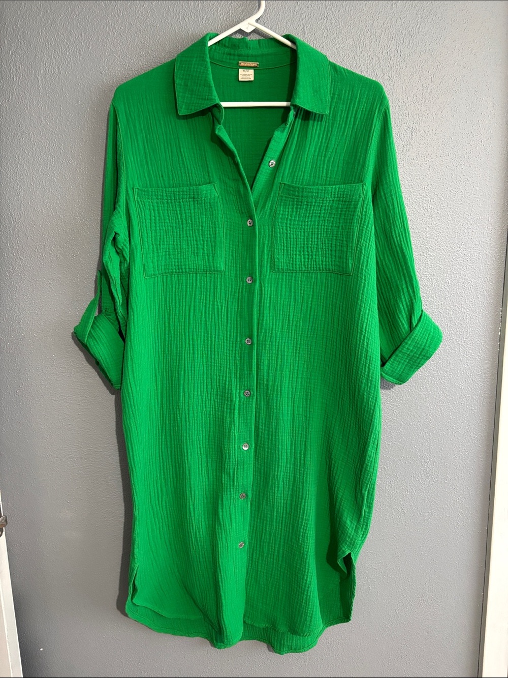 Magaschoni Vibrant Green Button-Down Casual dress